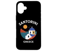 Santorini Grecia Retro Blue Dome Island Viajes Arquitectura Carcasa para iPhone 16 Plus