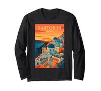 Santorini Grecia Sunset Vintage Travel Artwork Hombres Mujeres Manga Larga