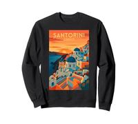 Santorini Grecia Sunset Vintage Travel Artwork Hombres Mujeres Sudadera