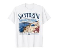 Santorini Grecia - Vintage Blue Dome Islas Griegas Viajes Camiseta