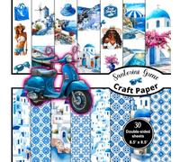Santorini Greece Craft Paper: Travel Scrapbook and Craft Paper. 8.5 x 8.5 inches, 15 styles, 30 double-sided sheets.