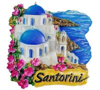 Santorini Greece - Imán para nevera de viaje, recuerdo 3D, colección artesanal