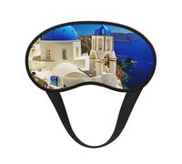 Santorini - Máscara de dormir con estampado de vista al mar de la isla griega, máscara para dormir para mujeres y hombres, para la oscuridad total, reduce la hinchazón de la máscara de ojos