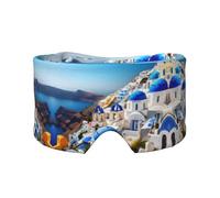 Santorini - Máscara de ojos para dormir con estampado de vista al mar de la isla griega, suave y cómoda, para hombres y mujeres