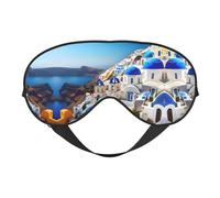 Santorini - Máscara para dormir con diseño de vista al mar de la isla griega, bloquea la luz, suave y transpirable, para dormir, viajes, siesta en casa