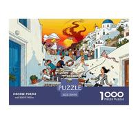 Santorini Oia Caos del Atardecer Puzzle De Madera Impermeable Puzzles De 1000 Piezas Regalos para Adultos Imposible Rompecabezas Decoración del Hogar