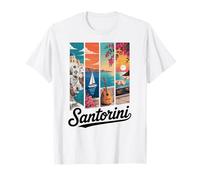 Santorini Puesta de Sol Costera y velero, Isla Griega Camiseta
