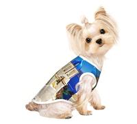 Santorini - Ropa para perros pequeños con estampado de isla griega y vista al mar, camisetas transpirables para cachorros, gatitos, perros y gatos