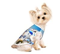 Santorini - Ropa para perros pequeños con estampado de isla griega y vista al mar, camisetas transpirables para cachorros, gatitos, perros y gatos