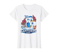 Santorini Viaje a Santorini Grecia Viaje Familiar de Verano Camiseta gráfica económica, Mujer, Blanco, M