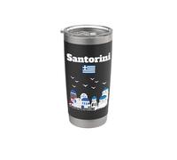 Santorini viaje Grecia recuerdo arquitectura griega bandera griega Vaso térmico de acero inoxidable de doble pared