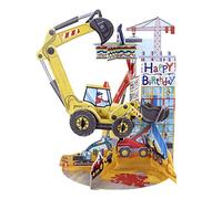 SANTORO Péndulo, tarjeta de felicitación emergente 3D - Excavadora - para niños, niños, cumpleaños Verde