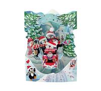 SANTORO Tarjeta de felicitación 3D desplegable de Navidad con pingüinos en trineo, para niños, familia, Navidad, festiva