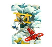 SANTORO Tarjeta oscilante, tarjeta de felicitación desplegable 3D, aviones vintage, para él, papá, día del padre, pilotos, viajes, historia