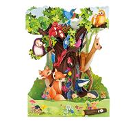 SANTORO Tarjeta Oscilante, Tarjeta De Felicitación Emergente 3D - Animales Del Bosque - Para Niños, Niñas, Niños, Familia, Cumpleaños, Amantes De Los Animales Del Bosque