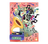 SANTORO Tarjeta Oscilante, Tarjeta De Felicitación Emergente 3D - Música - Regalo Para Ella, Él, Mamá, Amantes De La Música | Tarjeta De Gramófono Para Cumpleaños, Gracias