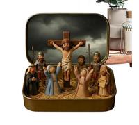 Santos Pequeños En Lata - De Hierro PVC 9.5x6x2.2cm | Escena Clásica De Jesús | Escena Realista Religiosa | Figura Coleccionable Mini Diorama | Para Exhibición De Fe, Regalo, Decoración Del Hogar