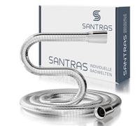 SANTRAS® Manguera de ducha cromado PREMIUM 3,00 m con ahorrador de agua - Particularmente flexible y a prueba de torsión con LIMITADOR DE FLUJO - Manguera de ducha hecha de material Easy Clean