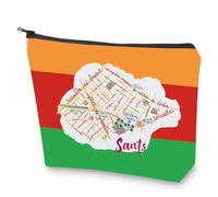 Sants - Bolsa de maquillaje con mapa de Sants para vacaciones, bolsa de lona con cremallera, regalo para amantes de los Sants, Sants
