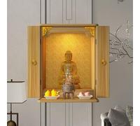 Santuario budista de altar montado en la pared, mesa de oración Fengshui para meditación, pedestal para Guan Gong, dios de la riqueza, diseño de madera, ideal para homenaje espiritual