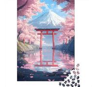 Santuario Cerezos en Flor Puzzle de 1000 Piezas Papel Puzzle para Adultos Paisaje de Montaña Relajante Familia Regalo 38x26cm/1000pcs