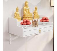 Santuario de Buda, altar montado en la pared, mesa de meditación de estilo chino para oración, mesa de ofrenda para el hogar para estatuas de Guan Gong y Buda