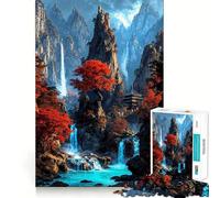 Santuario de Las Cataratas Carmesí, Rompecabezas de 1000 Piezas para Adolescentes, Mejora de la Memoria, Escape Tranquilo, Montaje, Sorpresa cálida (50x75cm)
