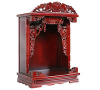 Santuario de madera hecho a mano con altar de Buda, mesa de meditación tallada para templo del hogar, culto sintoísta y budista, altar ancestral para exhibición de arte religioso hindú/budista
