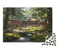 Santuario Japonés Bosque Puzzle de 1000 Piezas Papel para Adultos Escenario Natural Relajación Puzzle para Toda la Familia Decoración Regalo 52x38cm/1000pcs
