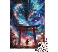 Santuario Japonés Puzzle de 1000 Piezas Papel para Adultos Cielo Nocturno Dragón Puzzle para Toda la Familia Relajación Hogar 70x50cm/1000pcs