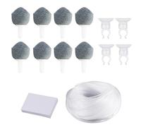 SANTUO 8 piedras de aire para peceras, piedras de aire de acuario, juego de 4 ventosas con manguera de aire de 2 m, difusor de burbujas y piedra aireadora de estanque para peceras, estanques y cubos