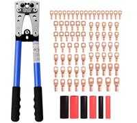 Sanuke Kit de herramientas de crimpado de cable de batería para crimpadora de lengüeta eléctrica AWG 8-1/0 con 60 lengüetas de alambre y tubo termorretráctil