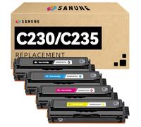 SANUNE C230 C235 - Cartucho de tóner de alto rendimiento con chip de repuesto para Xerox 006R04391 006R04392 006R04393 006R04394 negro, cian, magenta y amarillo para Xerox C230 C230/DNI C235 C235 C22
