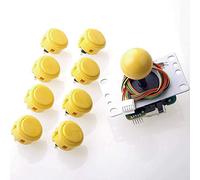 Sanwa JLF-TP-8YT Joystick + Sanwa - Kit de 8 botones OBSF-30 Color: amarillo - para juegos de arcade 4 y 8 vías ajustables, compatible con Catz Mad SF4 Tournament Joystick S@NWA