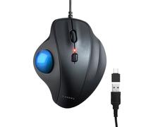 SANWA Ratón ergonómico con cable, ratones ópticos verticales, botones silenciosos, trackball de 34 mm, 600/800/1200/1600 DPI, compatible con MacBook, portátil, computadora, Windows, macOS, azul