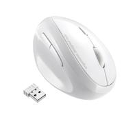 SANWA Ratón inalámbrico para zurdos de 2,4 G, ergonómico para manos pequeñas y medianas, 5 botones, 800/1200/1600 DPI, sensor LED azul, compatible con laptop, PC, Mac, Windows, blanco