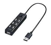 SANWA SUPPLY USB-2H702BK USB 2.0 480Mbit/s Nodo - Concentrador (USB 2.0, USB 2.0, 480 Mbit/s, 0,3 m, Corriente alterna, USB, 25 mm)