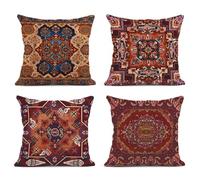 Sanwarm Juego de 4 fundas de almohada para decoración del hogar, diseño tribal persa, floral, turco, vintage, fundas de almohada decorativas de 18 x 18 pulgadas para exteriores
