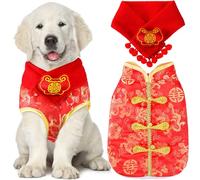 Sanwuta Disfraz de Año Nuevo Chino para Perro, Mascotas, Nudo y Botones, Traje con Correa para el Cuello, Bufanda, Abrigo de Invierno para Perro, Ropa para Mascotas, Chaleco Cheongsam para Gatos,