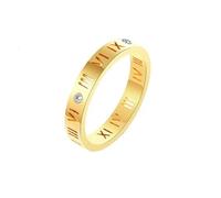 Sanxicikaa Anillo de pareja de acero de titanio con números romanos y circonitas, No. 8