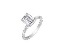 Sanxicikaa S925 Anillo cuadrado de piedra Mosang de plata con cuatro garras, American yard no.8