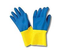 Sanyc Guante de Goma, Látex, Azul/Amarillo, Grande
