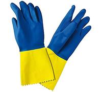 Sanyc Guante de Goma, Látex, Azul/Amarillo, pequeña