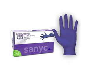 SANYC- Sensitive Guante Nitrilo Sin Polvo Color Azul 3,5gr cajas de 100 unidades (100, L)