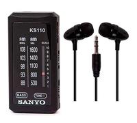 Sanyo Ks-110n Color Negra Radio Bolsillo Am/FM Auriculares Incluidos