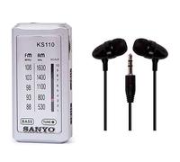 Sanyo Ks-110p Color Plata Radio Bolsillo Am/FM Auriculares Incluidos