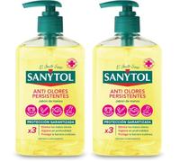 Sanytol Jabón de Manos Antiolores Persistentes - Limpia y Elimina Olor a Tabaco, Gasolina, Ajo, Pescado y Más - pH Respetuoso con la Piel - Aroma Fresco y Cítrico - 250 ml (Paquete de 2)