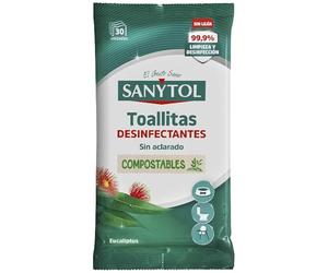 Sanytol - Toallitas Limpiadoras Desinfectantes Multiusos Eucalipto 30 Uds