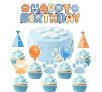 SANYUANHE 25 Piezas Decoración Para Pasteles de Cumpleaños de Perros, Artículos Para Cumpleaños de Niños, Decoración Para Fiestas Con Tema de Dog, Cupcake Toppers Happy birthday