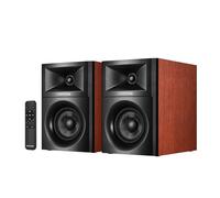Sanyun SW205 Altavoces de Estante HiFi 4" 80W, Monitor de Estudio Activo 2.0 de Campo cercano, 3D Mejorado, DAC/DSP Premium, Gabinete difusión geométrica, Bluetooth 5.4/Óptico/AUX, Madera